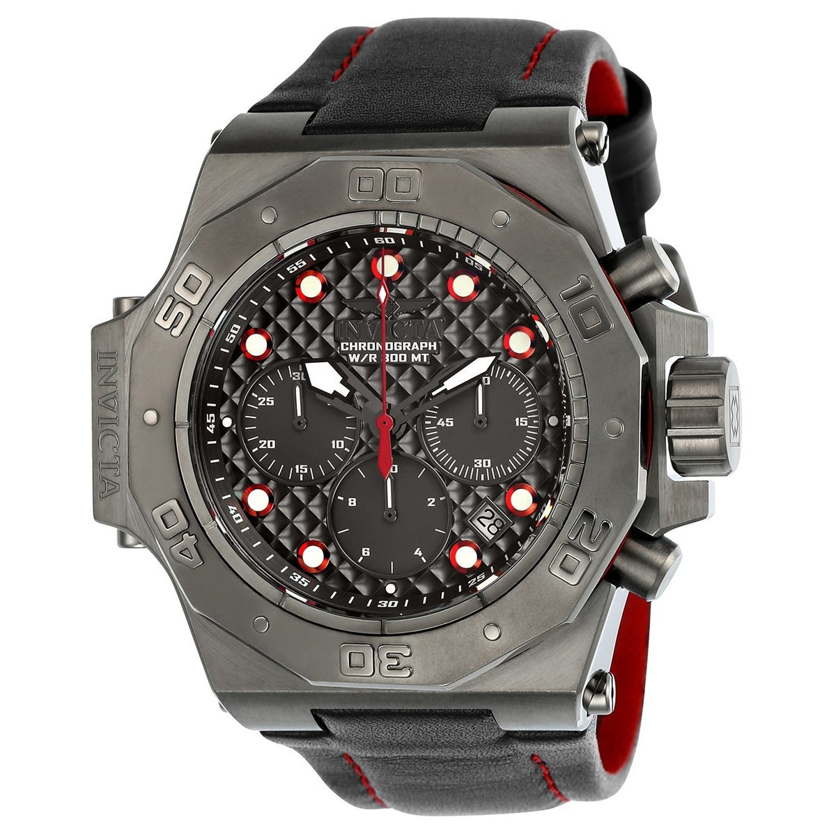 Invicta Men's 23105 Akula Reserve Black and Red Leather Watch