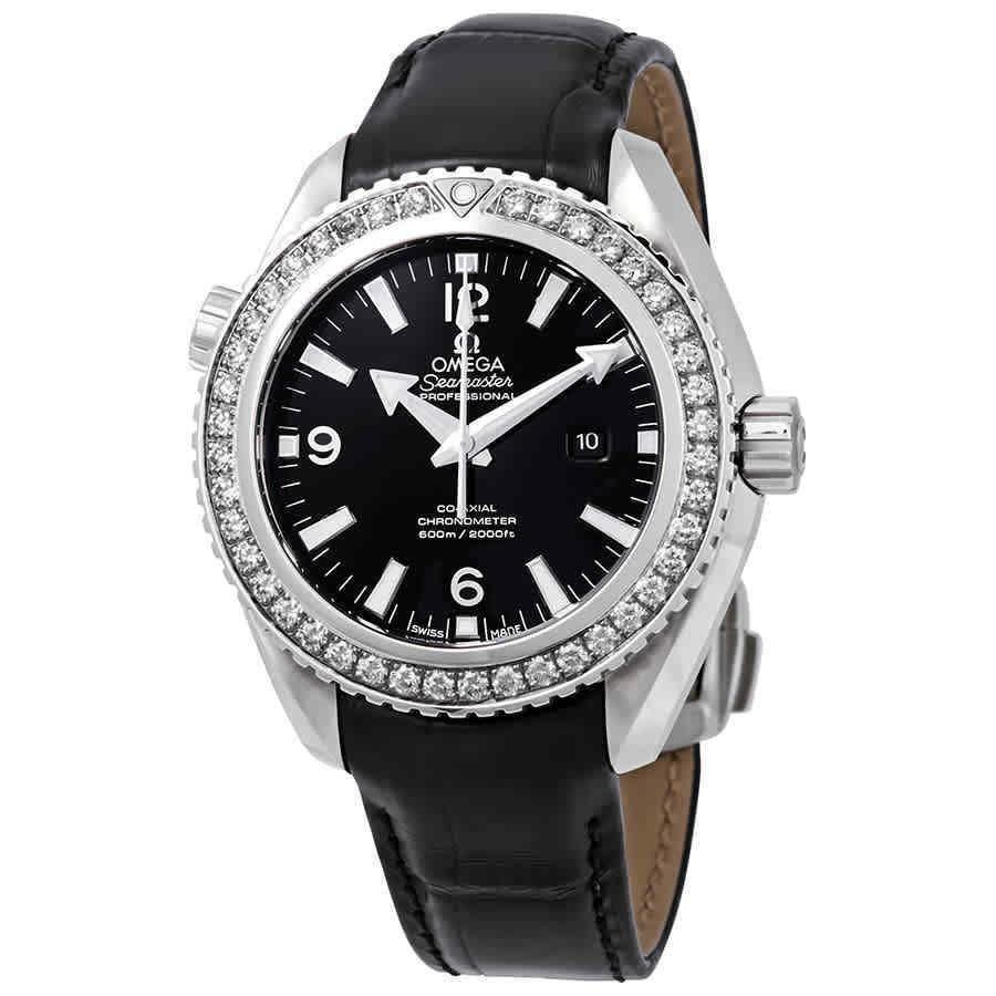 Omega Women&#39;s 232.18.38.20.01.001 Seamaster Planet Ocean Black Leather Watch