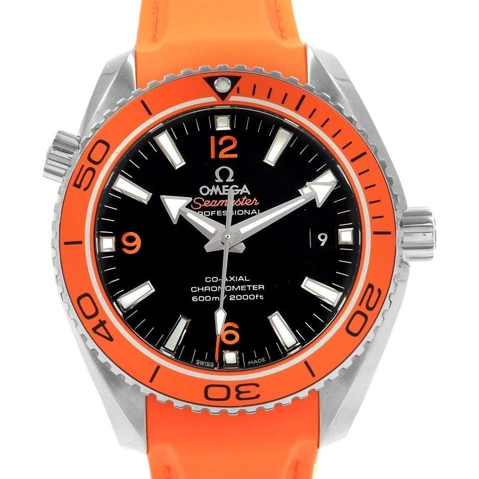 Omega Men&#39;s 232.32.42.21.01.001 Seamaster Planet Ocean Orange Rubber Watch