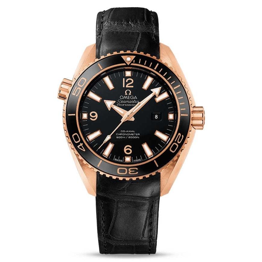 Omega Women&#39;s 232.63.38.20.01.001 Seamaster Planet Ocean Black Leather Watch