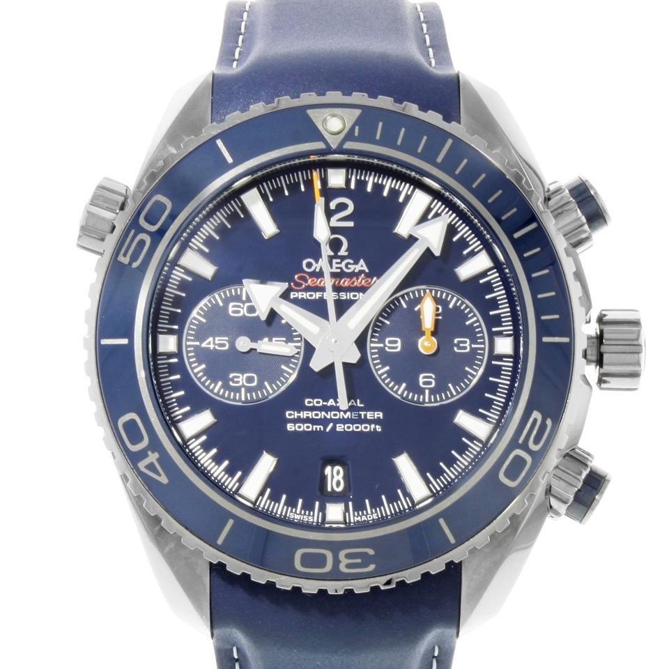 Omega Men&#39;s 232.92.46.51.03.001 Seamaster Planet Ocean Chronograph Blue Leather Watch