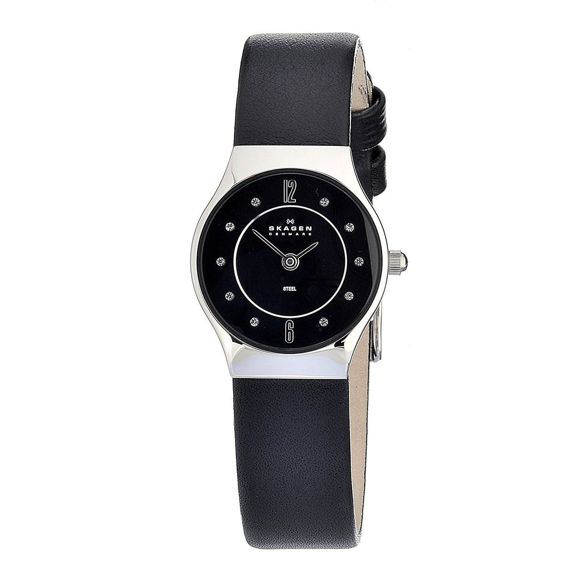Skagen Women's 233XSSLB Crystal Black Leather Watch