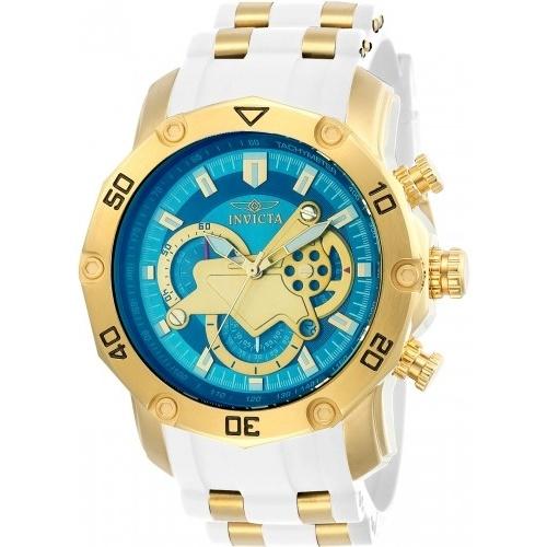Invicta Men&#39;s 23423 Pro Diver Scuba White and Gold inserts Polyurethane and Stainless Steel Watch