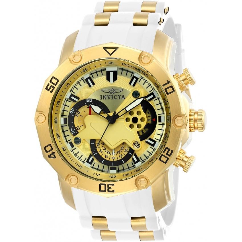 Invicta Men's 23424 Pro Diver Scuba White and Gold-Tone Polyurethane and Stainless Steel Watch