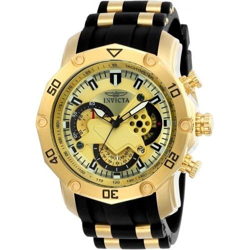 Invicta Men&#39;s 23427 Pro Diver Scuba Black and Gold-tone Polyurethane and Stainless Steel Watch