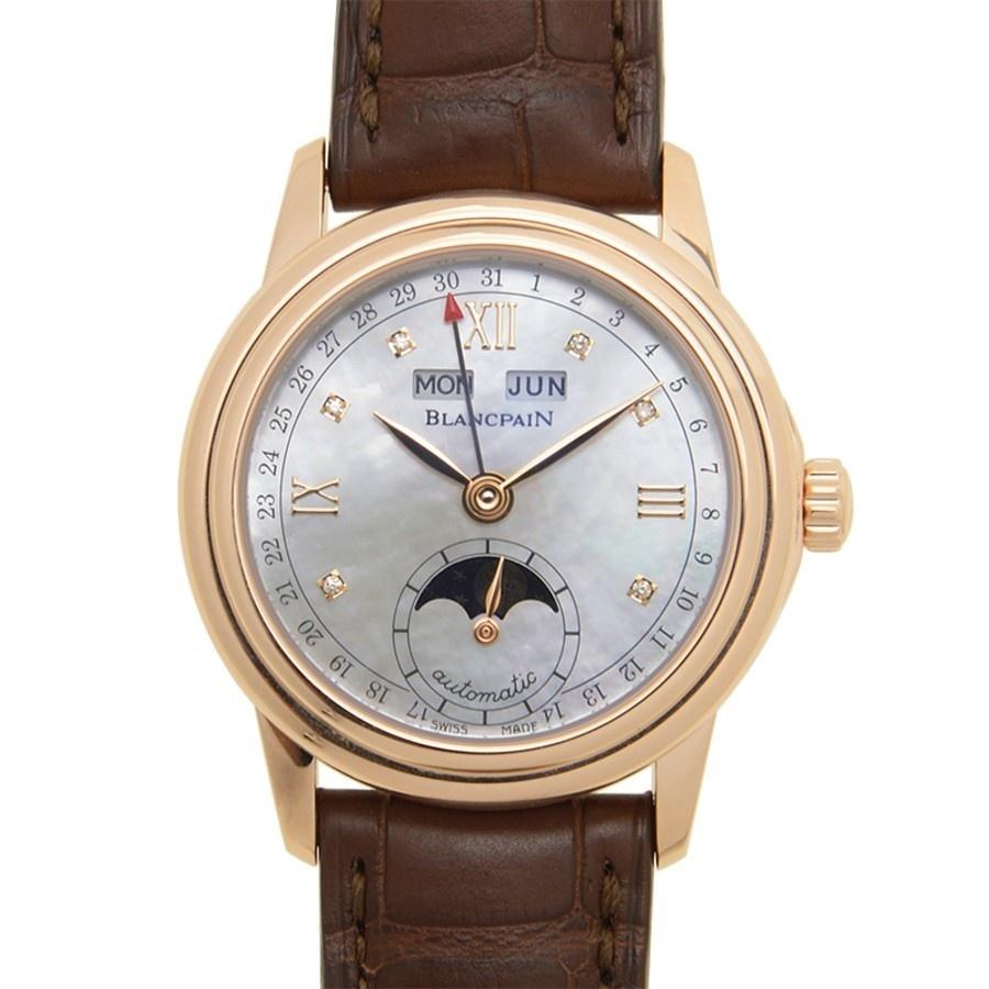 Blancpain Women's 2360-3691A-55B Leman Moonphase & Complete Calendar Diamond Brown Leather Watch