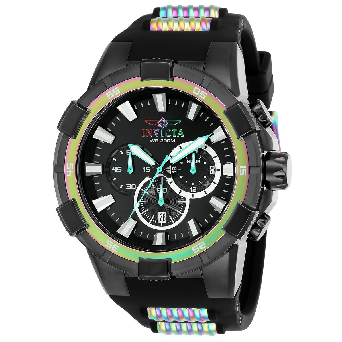 Invicta Men's 23691 Aviator Black and Silver Polyurethane and Stainless Steel Watch