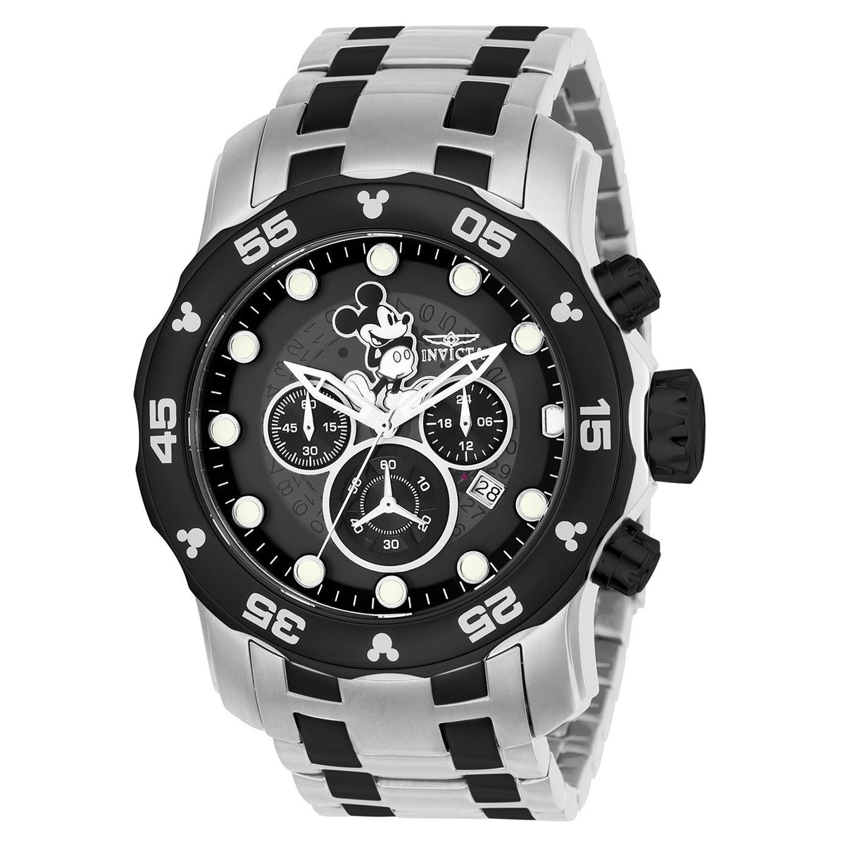Invicta Men's 23767 Disney Mickey Mouse Black and Silver Stainless Steel Watch