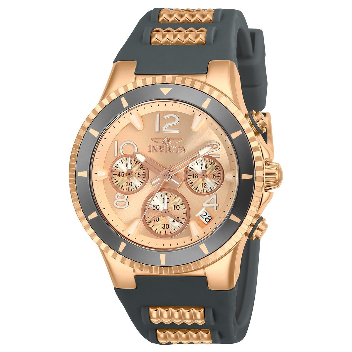 Invicta Women&#39;s 24189 Blu Black and Rose-Tone Silicone Watch