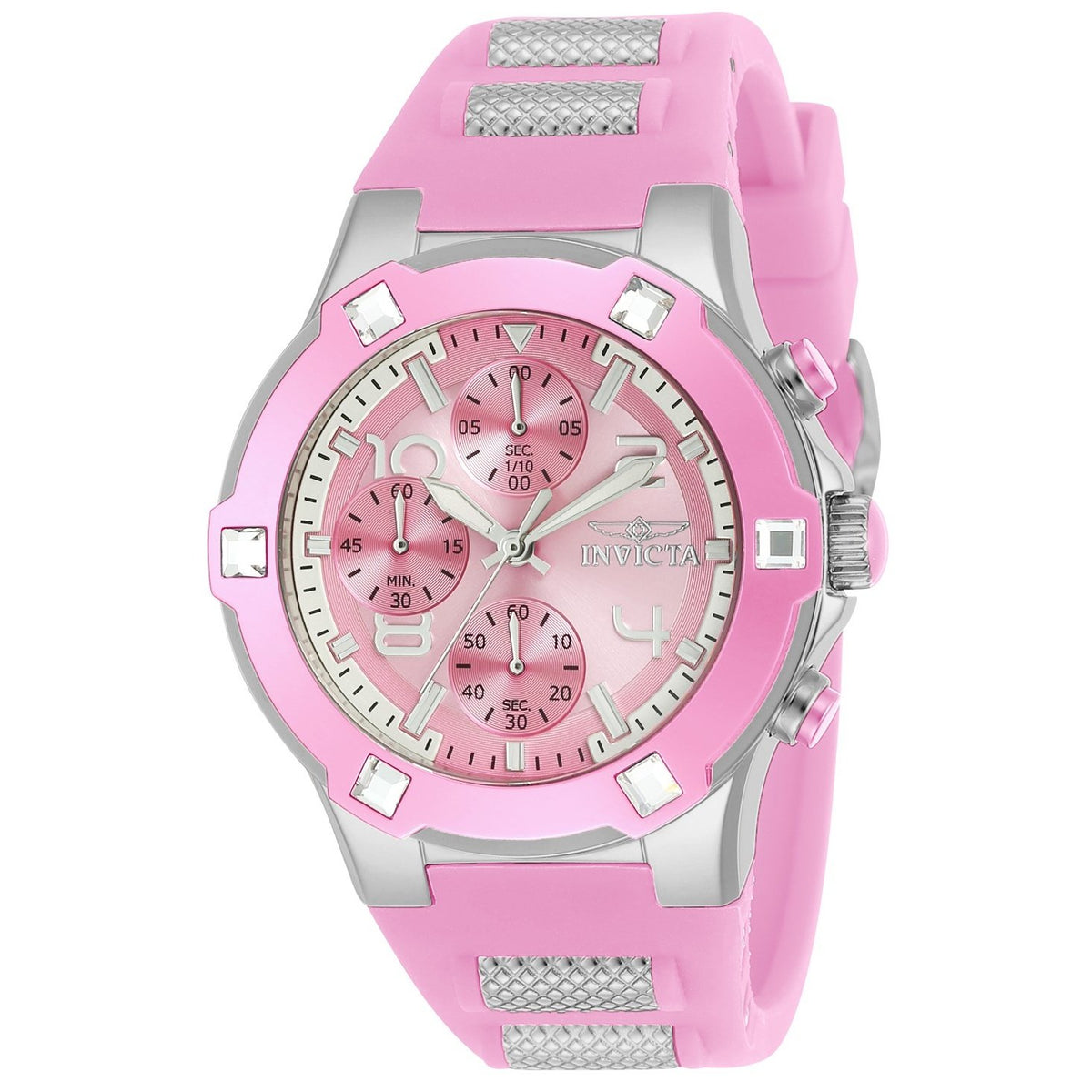 Invicta Women&#39;s 24197 Blu Pink Polyurethane and Stainless Steel Watch