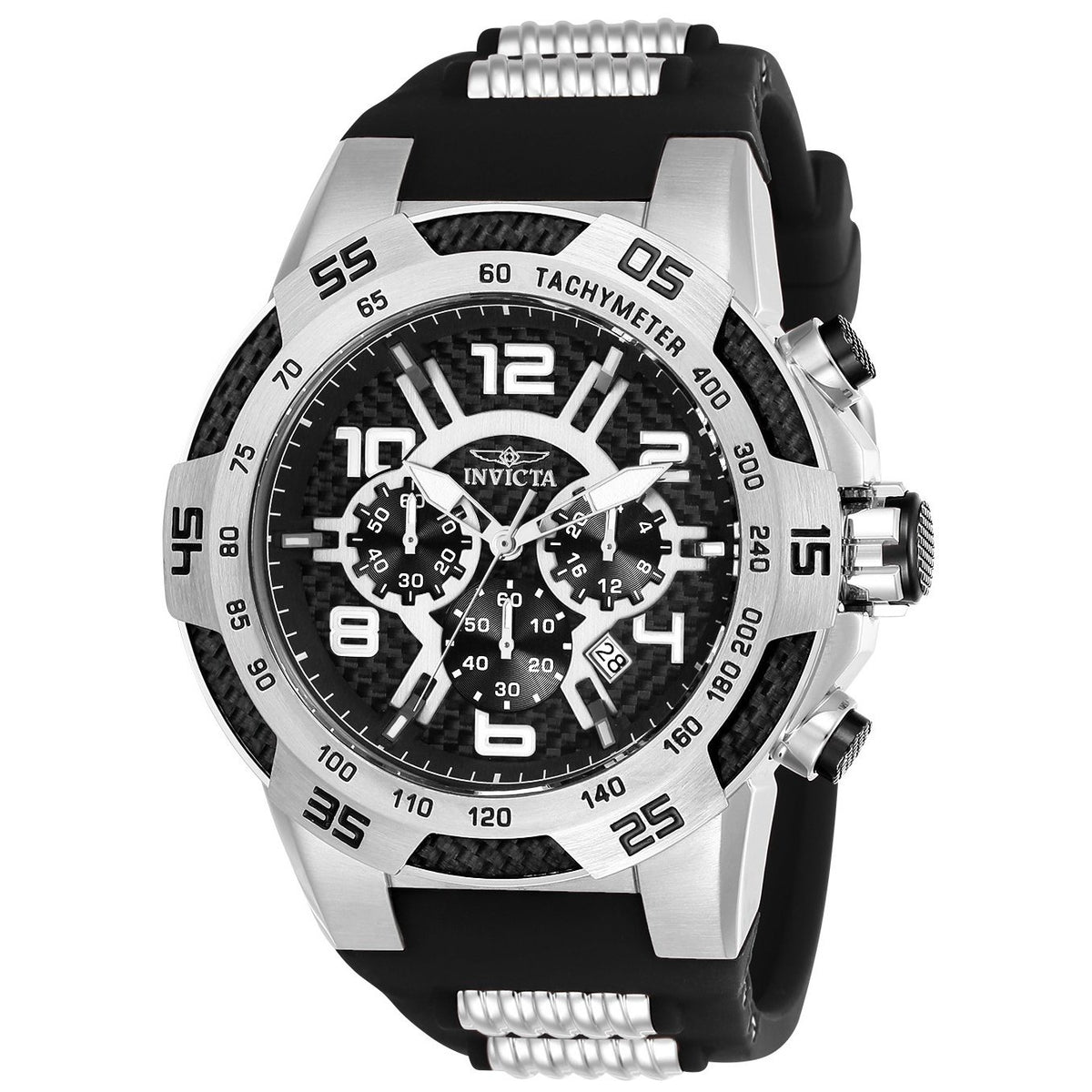 Invicta Men&#39;s 24229 Speedway Black and Silver Polyurethane and Stainless Steel Watch