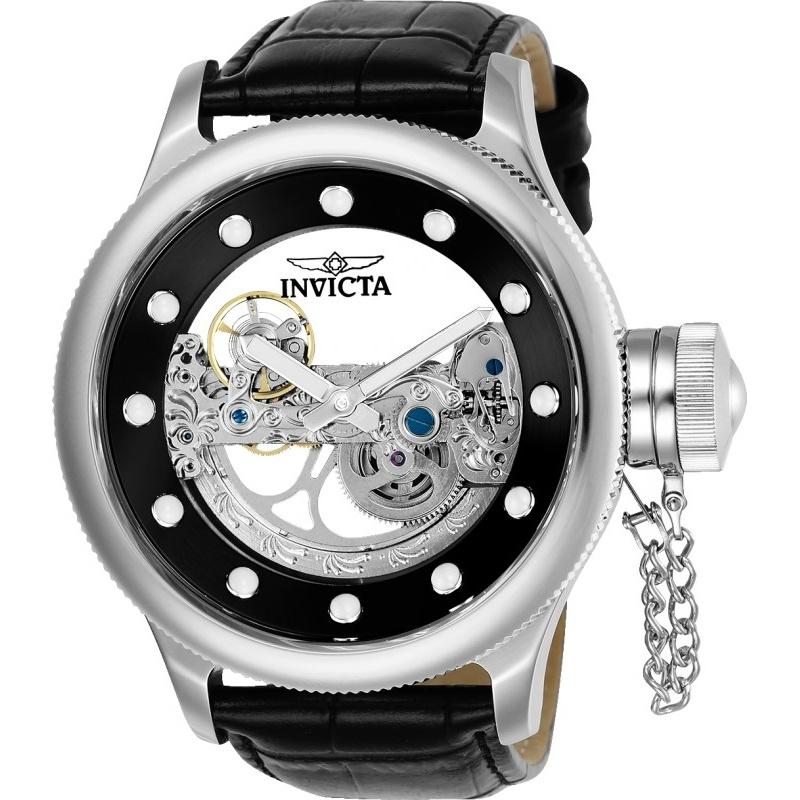 Invicta Men&#39;s 24593 Russian Diver Automatic Black Leather Watch