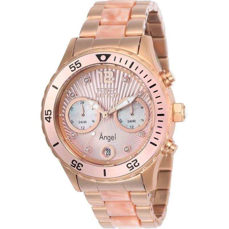 Invicta Women's 24703 Angel Rose-tone and Pink Inserts Stainless Steel Watch