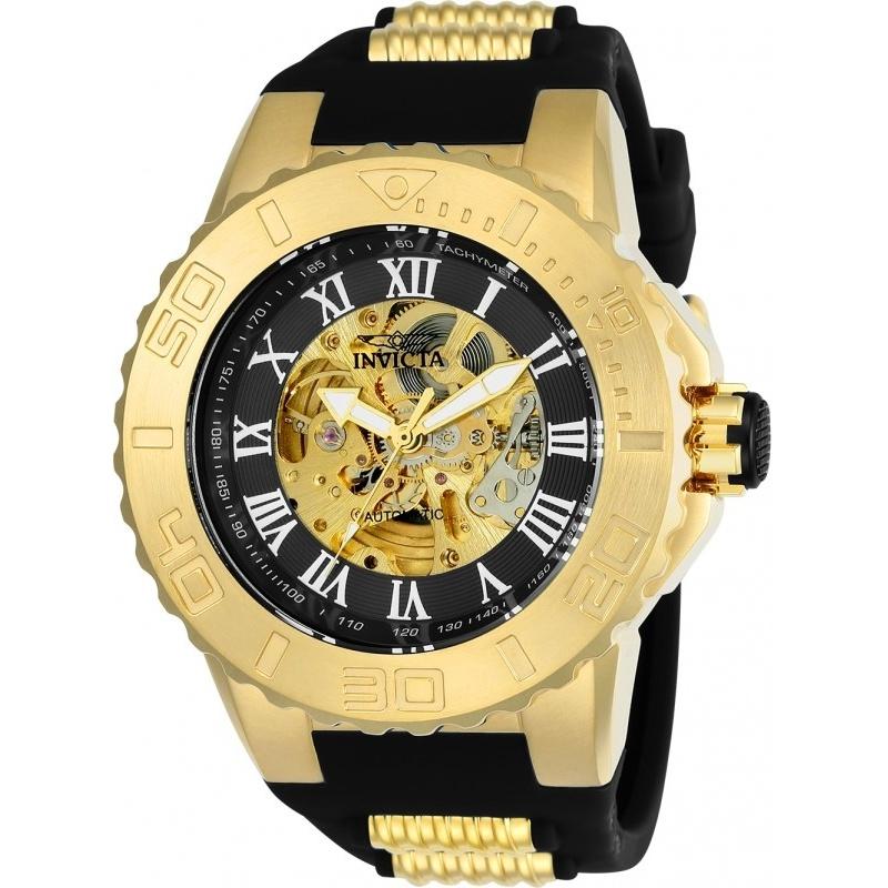 Invicta Men&#39;s 24742 Pro Diver Black and Gold-Tone Polyurethane and Stainless Steel Watch