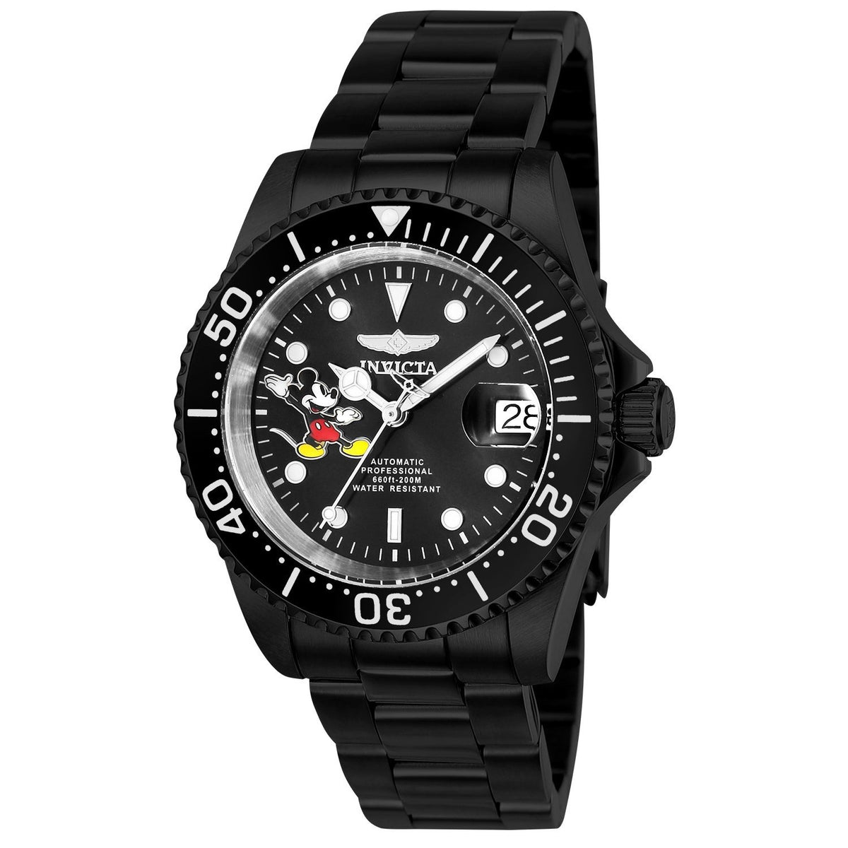 Invicta Men&#39;s 24755 Disney Mickey Mouse Automatic Black Stainless Steel Watch