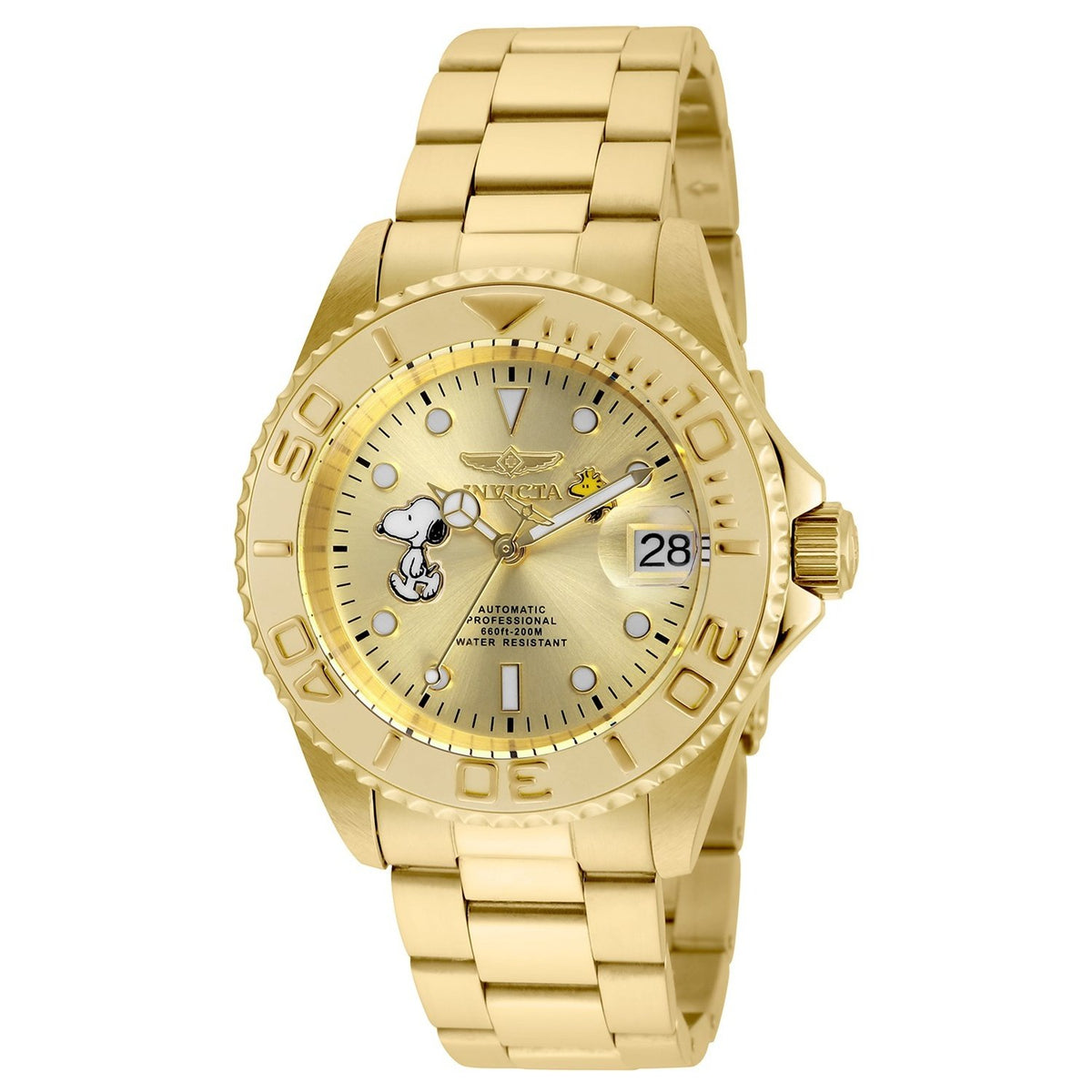 Invicta Men&#39;s 24788 Character Snoopy Automatic Gold-tone Stainless Steel Watch