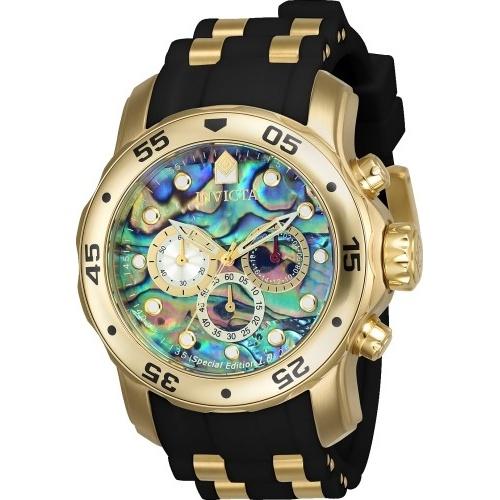 Invicta Men&#39;s 24841 Pro Diver Scuba Black and Gold-Tone Inserts Stainless Steel Watch