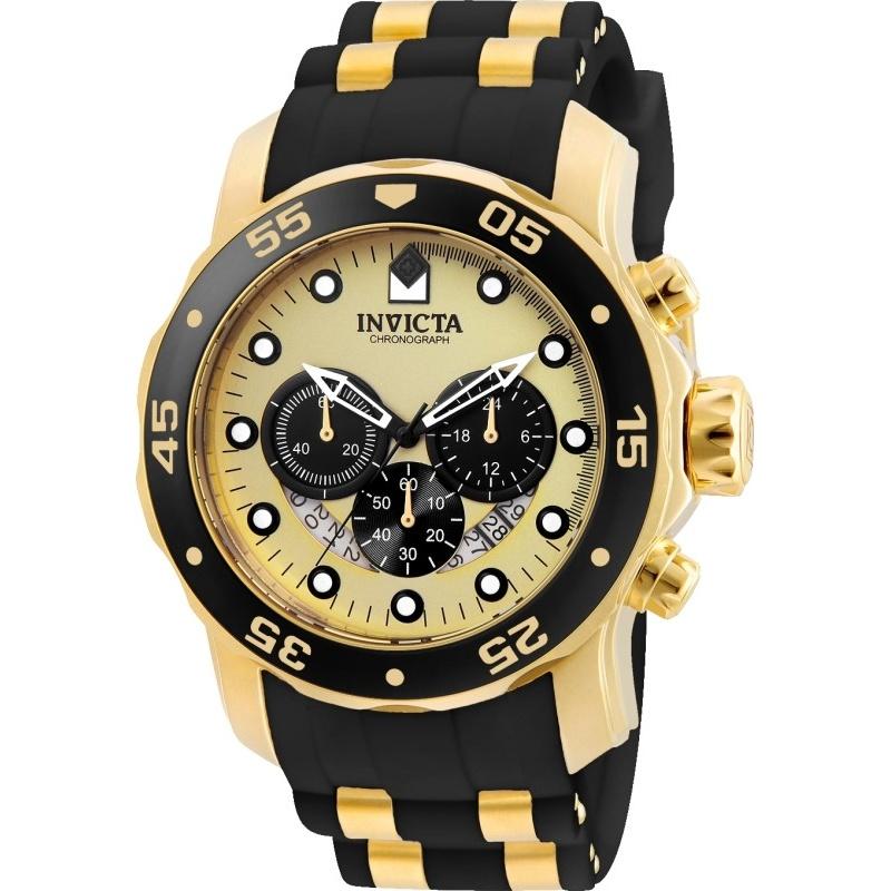 Invicta Men's 24852 Pro Diver Black and Gold-Tone Polyurethane and Stainless Steel Watch