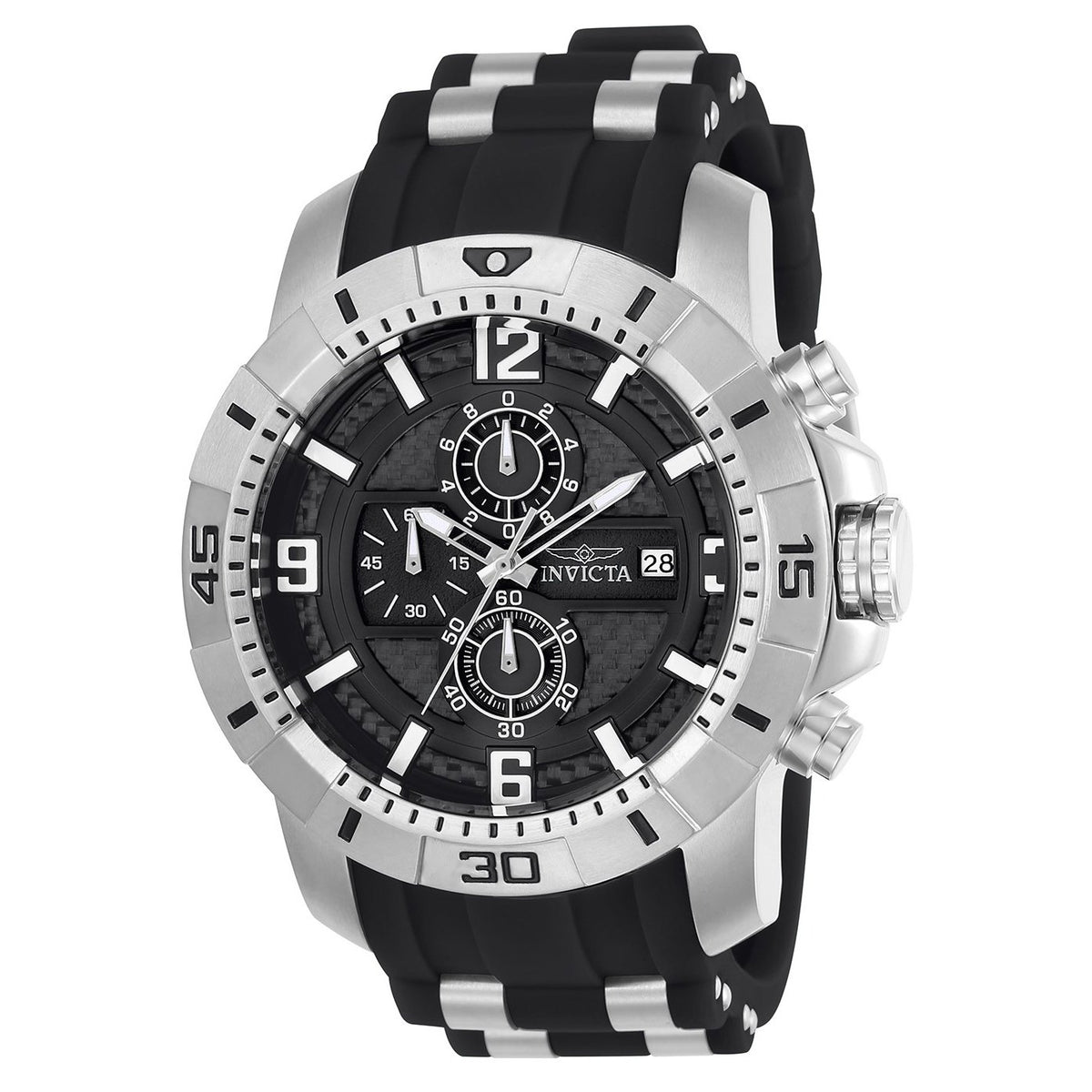 Invicta Men&#39;s 24962 Pro Diver Scuba Black and Silver Polyurethane and Stainless Steel Watch
