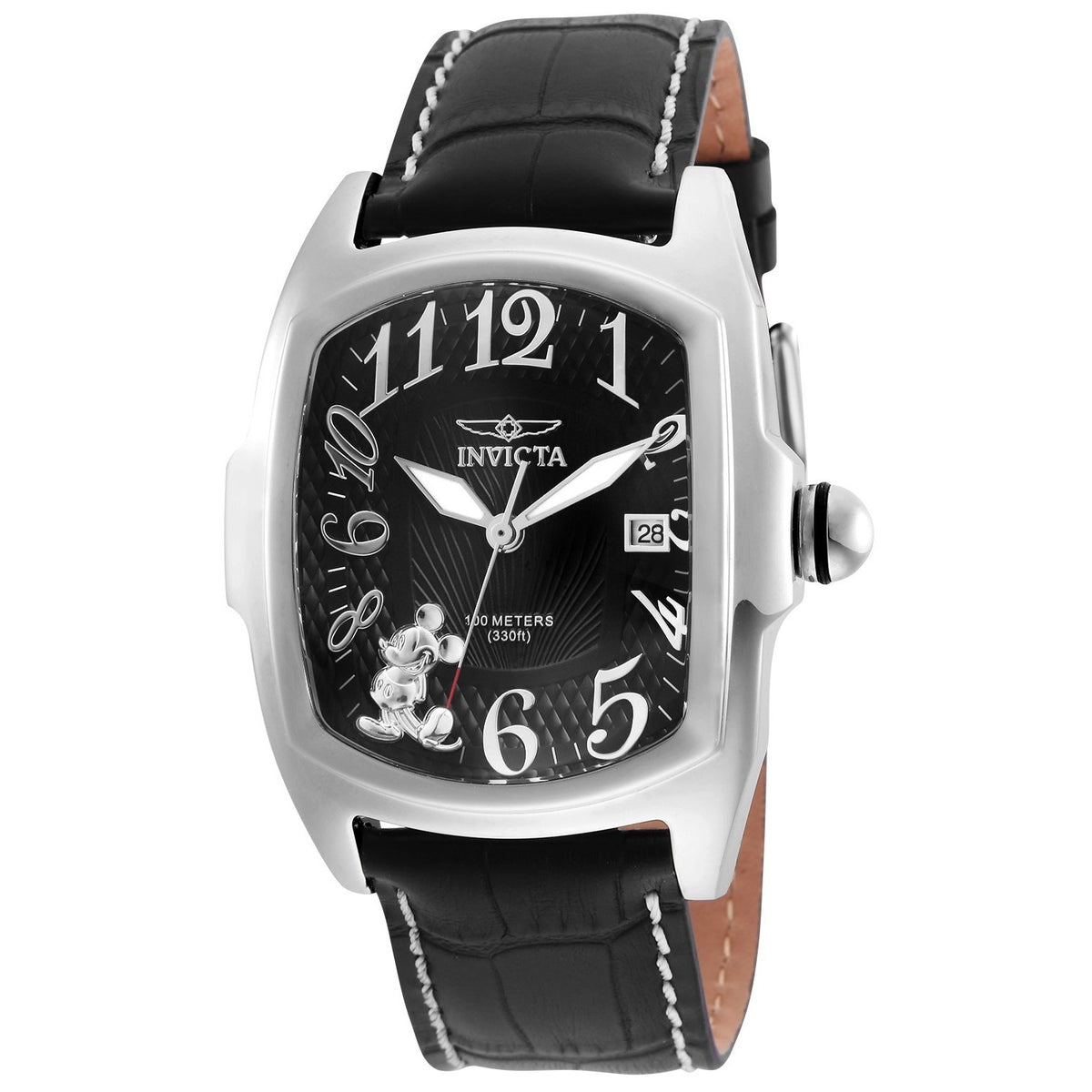 Invicta Men&#39;s 25022 Disney Mickey Mouse Black Leather Watch