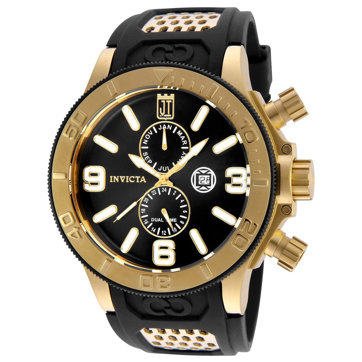 Invicta Men's 25187 Jason Taylor Black and Gold-Tone Polyurethane Watch