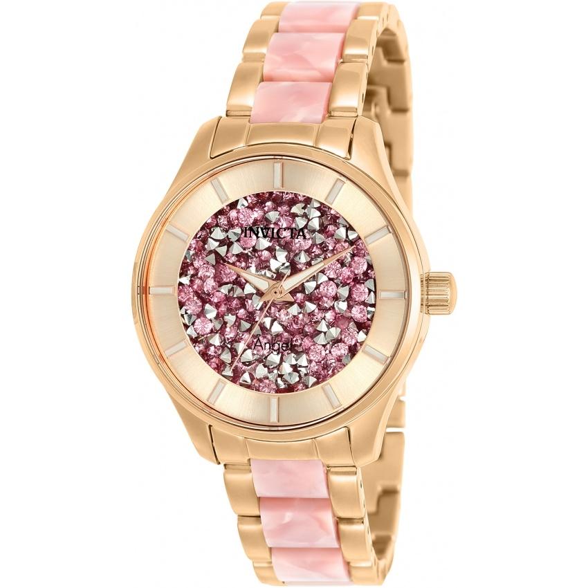 Invicta Women's 25244 Angel Rose-Tone and Pink Inserts Stainless Steel Watch