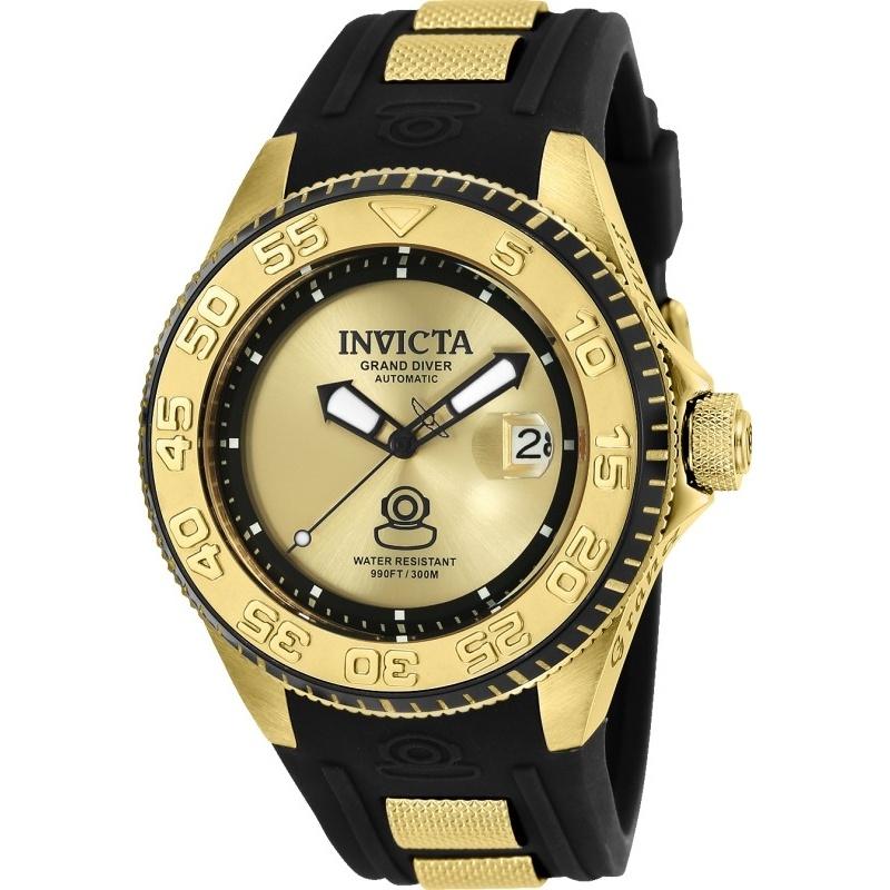 Invicta Men&#39;s 25255 Pro Diver Automatic Black and Gold-Tone Silicone Watch