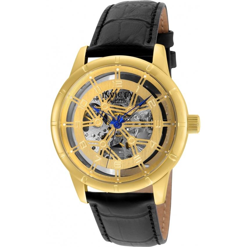 Invicta Men's 25260 Objet D Art Automatic Black Leather Watch