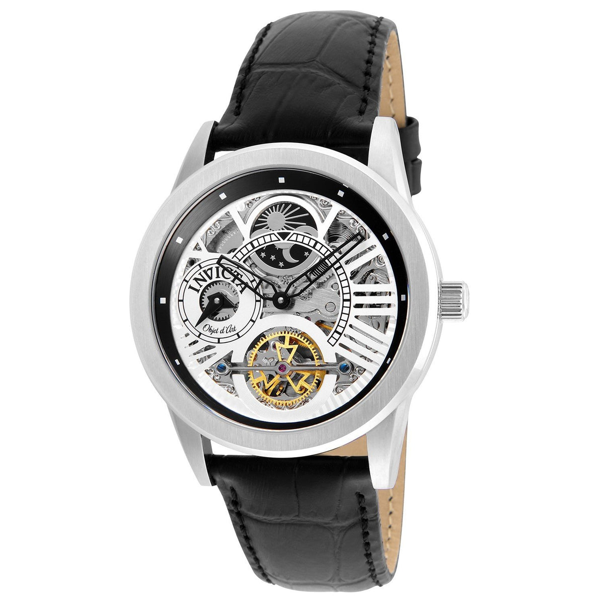 Invicta Men&#39;s 25261 Objet D Art Automatic  Black Leather Watch