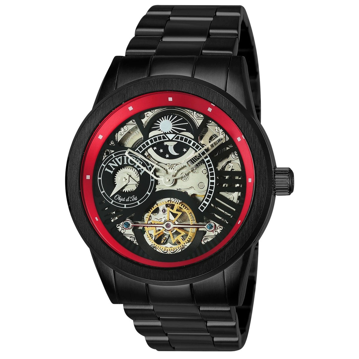 Invicta Men&#39;s 25264 Objet D Art Automatic  Black Leather Watch