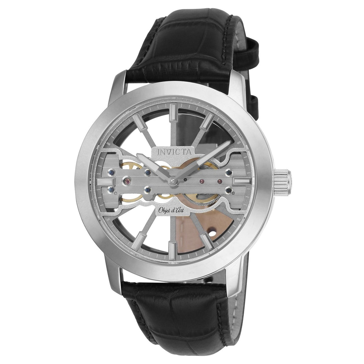 Invicta Men&#39;s 25265 Objet D Art Mechanical Black Leather Watch