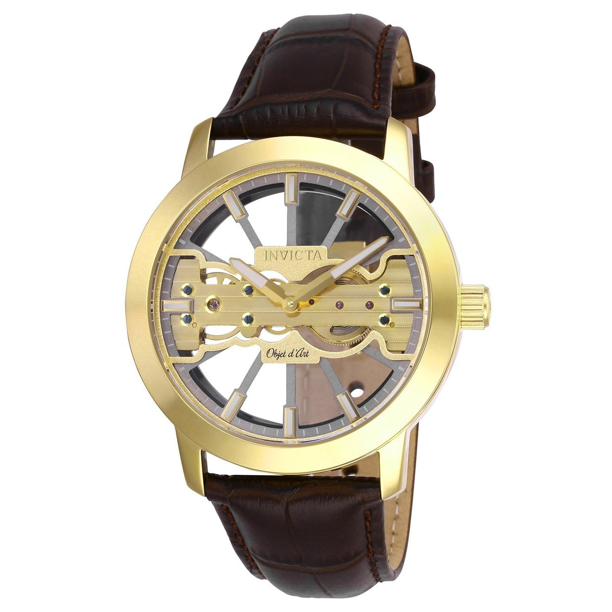 Invicta Men's 25266 Objet D Art Mechanical Brown and Rose-tone Inserts Leather Watch