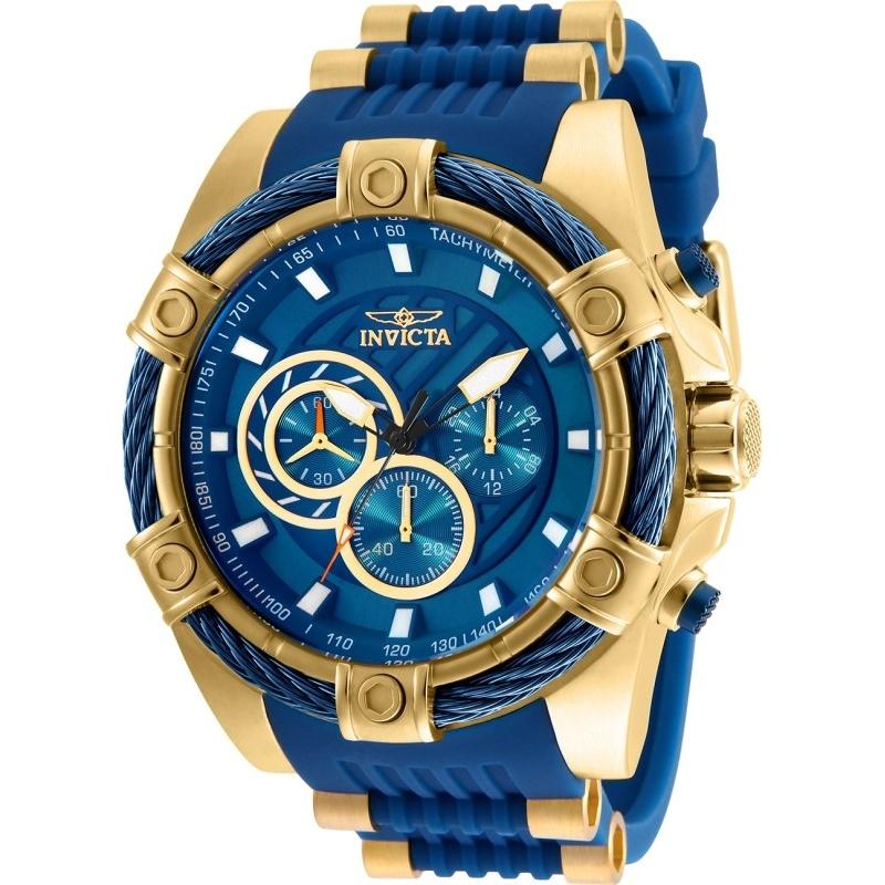 Invicta Men&#39;s 25527 Bolt Blue and Gold-Tone Polyurethane and Stainless Steel Watch