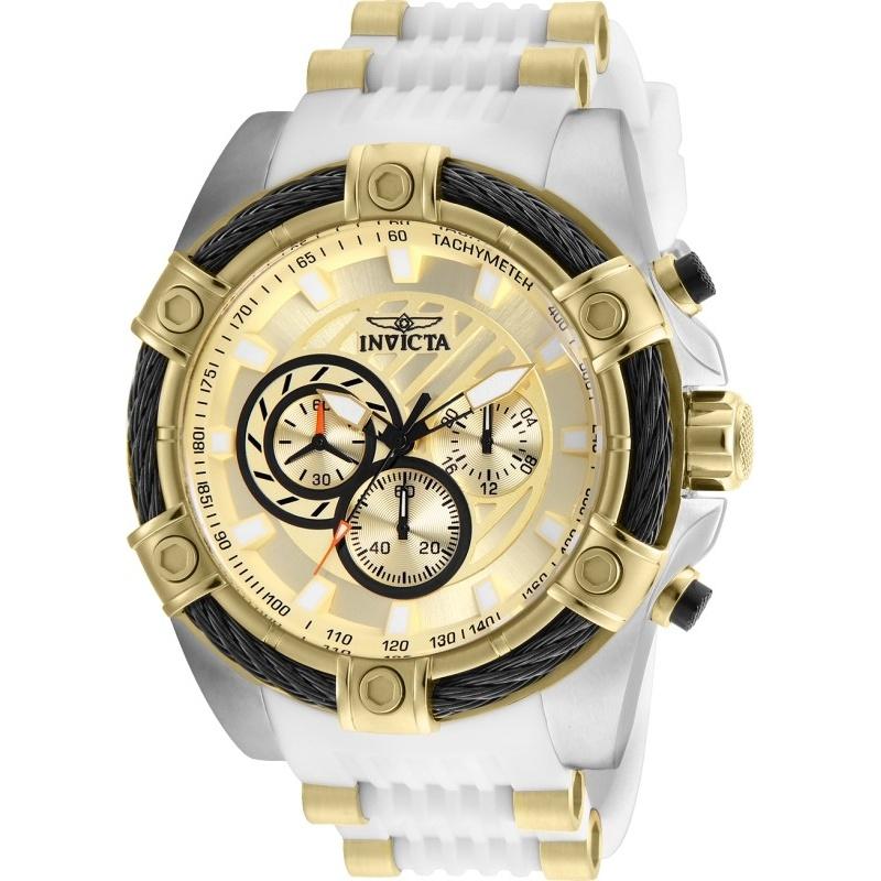 Invicta Men&#39;s 25528 Bolt White and Gold-Tone Inserts Polyurethane and Stainless Steel Watch