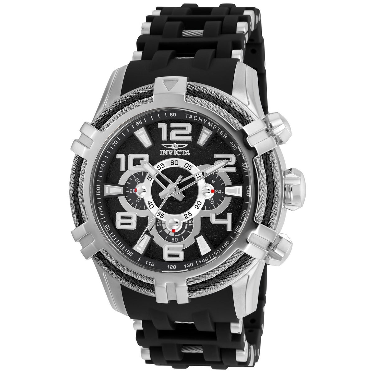 Invicta Men&#39;s 25553 Bolt Black and Silver Polyurethane and Stainless Steel Watch