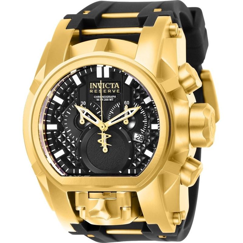 Invicta Men&#39;s 25607 Reserve Bolt Zeus Black and Gold-tone Polyurethane and Stainless Steel Watch