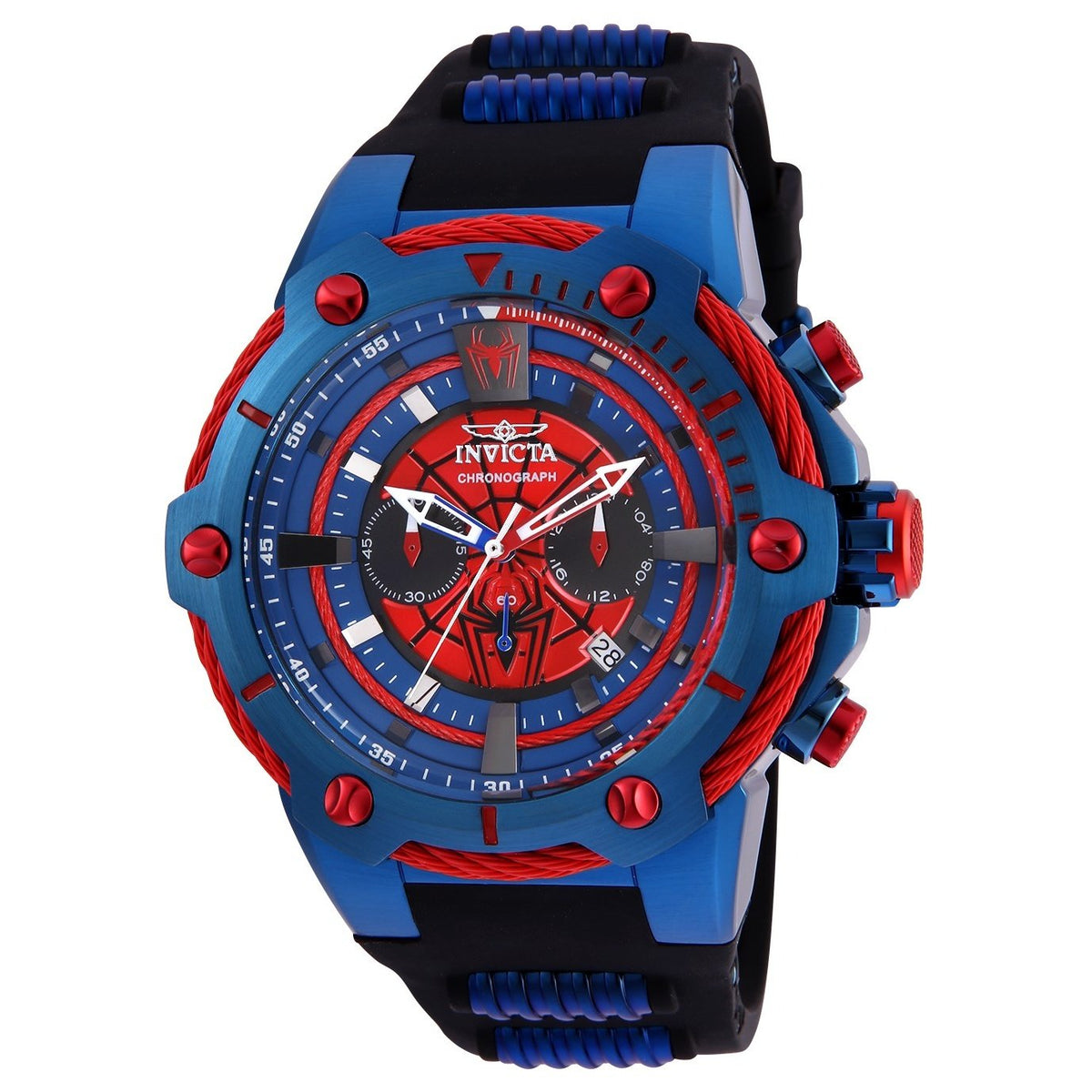 Invicta Men&#39;s 25688 Marvel Spiderman Black and Blue Polyurethane and Stainless Steel Watch