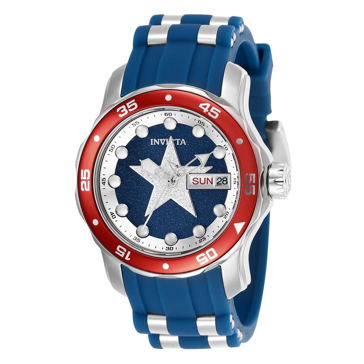 Invicta Women&#39;s 25704 Marvel Captain America Blue and Silver Stainless Steel Watch