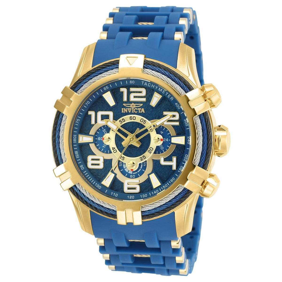 Invicta Men&#39;s 25768 Bolt Blue and Gold-Tone Polyurethane and Stainless Steel Watch
