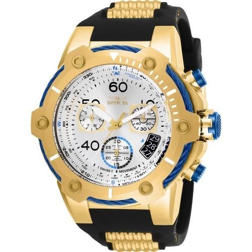 Invicta Men&#39;s 25872 Bolt Black and Gold-Tone Polyurethane and Stainless Steel Watch