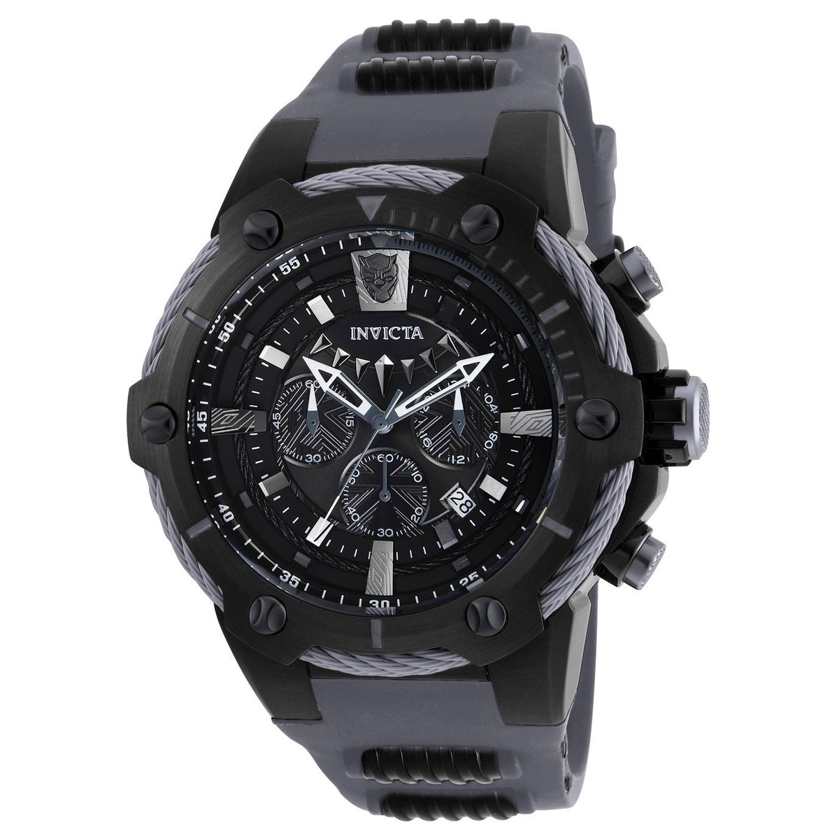 Invicta Men&#39;s 25991 Marvel Black Panther Black and Grey Polyurethane and Stainless Steel Watch