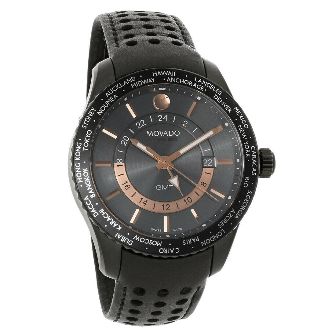 Movado Men&#39;s 2600118 Series 800 Black Leather Watch