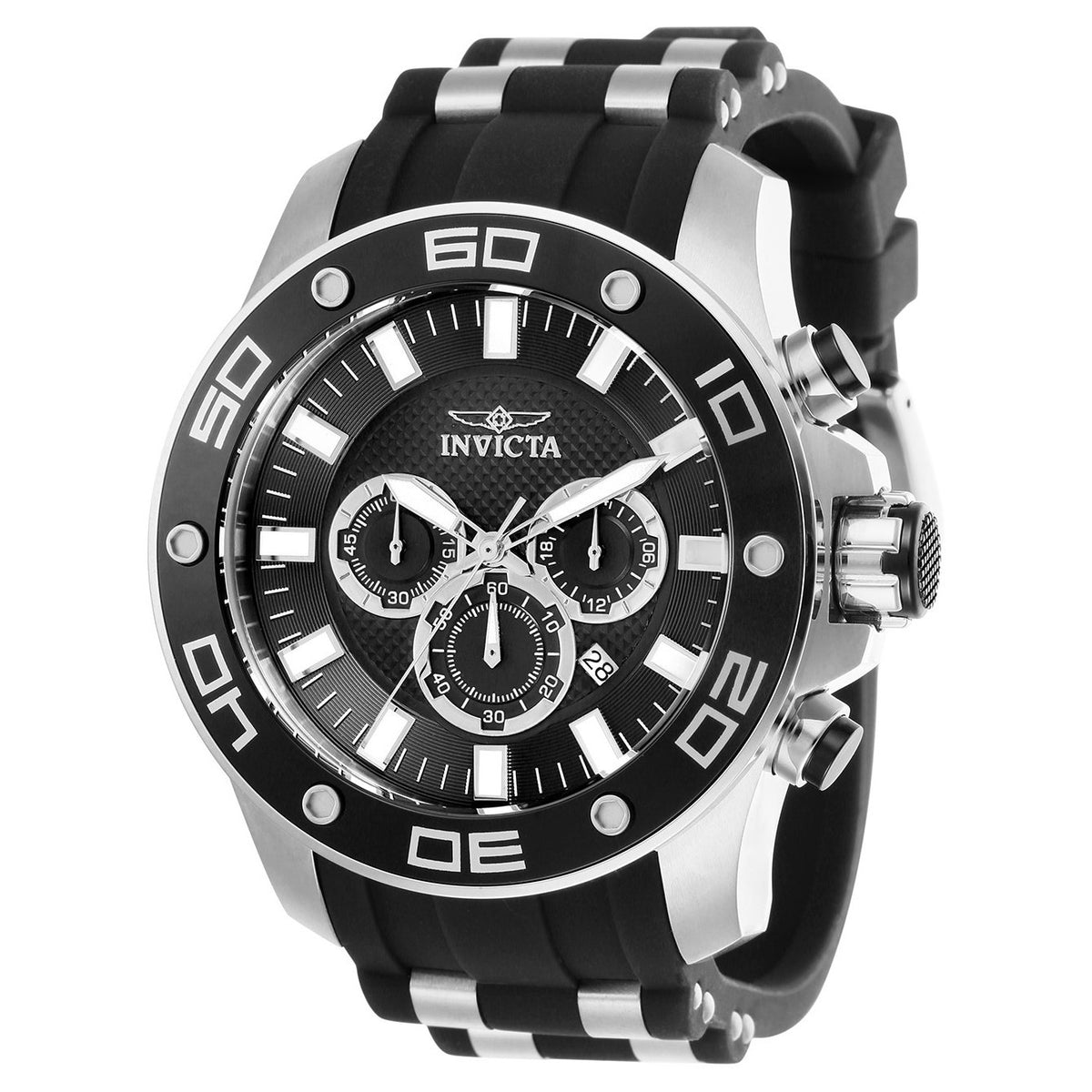 Invicta Men&#39;s 26084 Pro Diver Scuba Black and Silver Polyurethane and Stainless Steel Watch