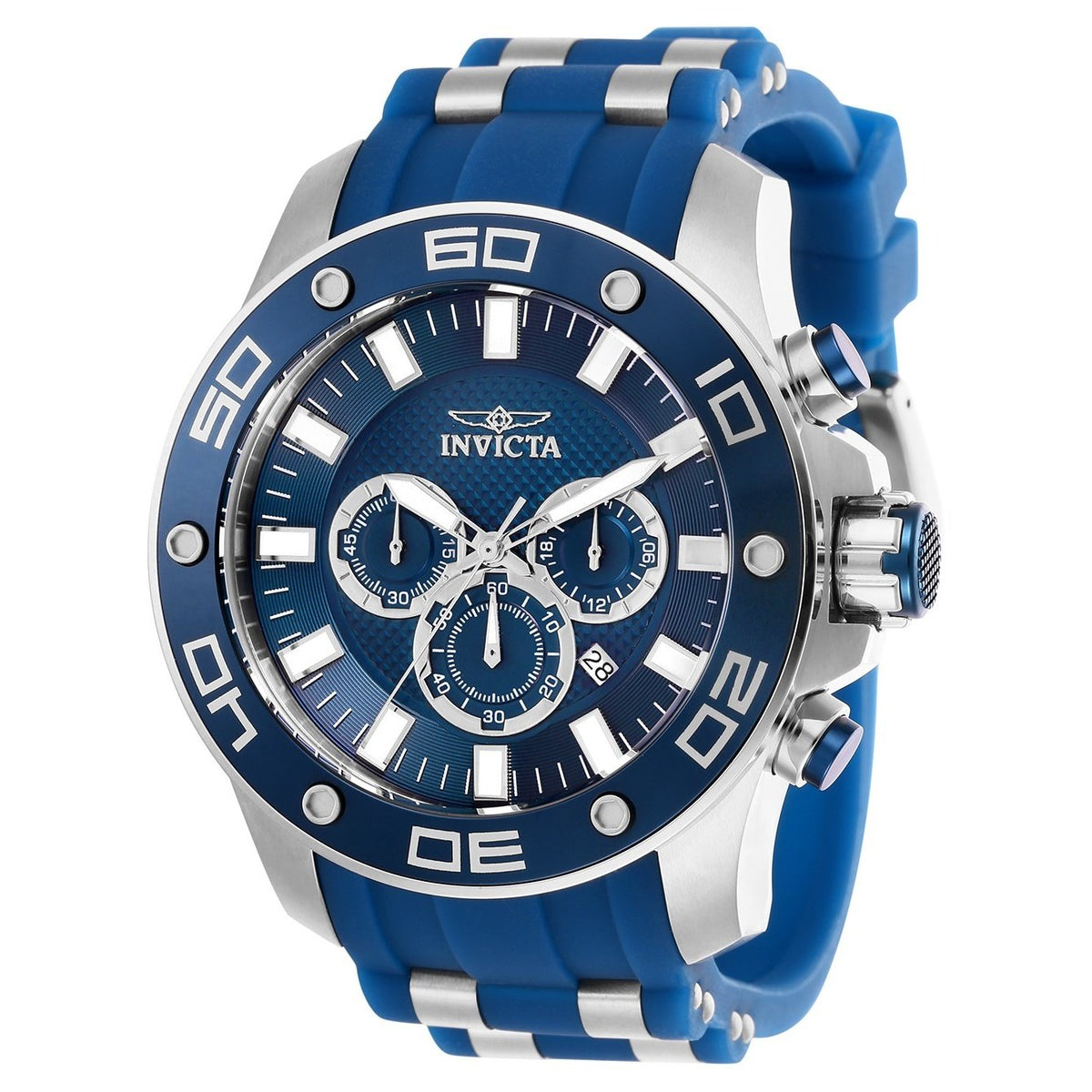 Invicta Men&#39;s 26085 Pro Diver Blue and Silver Polyurethane and Stainless Steel Watch