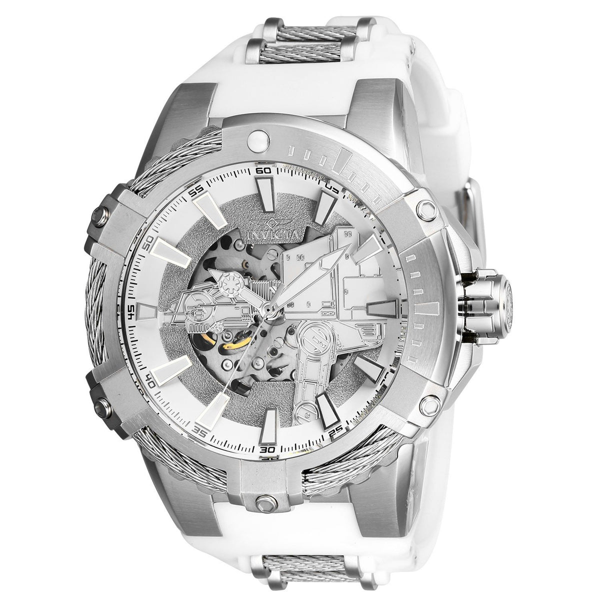 Invicta Men&#39;s 26222 Star Wars Galactic Empire Automatic Silver and White Inserts Polyurethane and Stainless Steel Watch