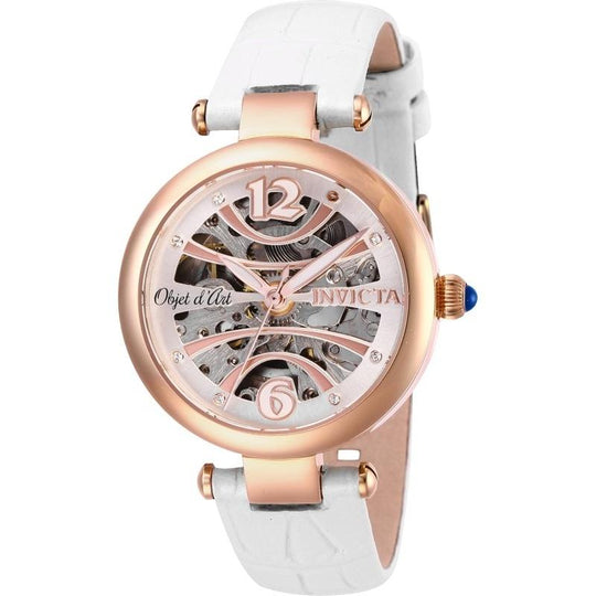 Invicta Women's 26371 Objet D Art Automatic White Leather Watch