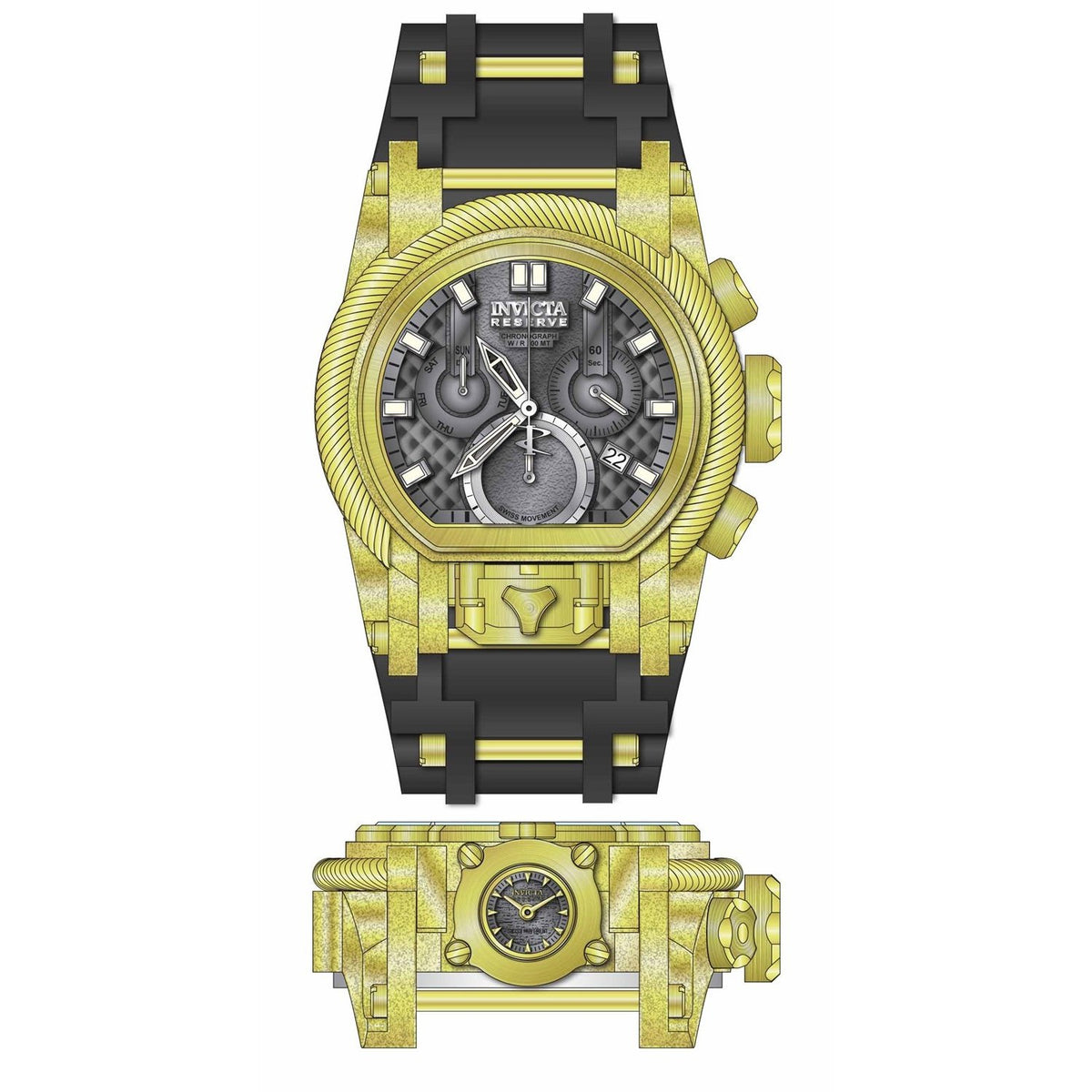 Invicta Men&#39;s 26447 Reserve Bolt Zeus Black and Gold-Tone Stainless Steel Watch