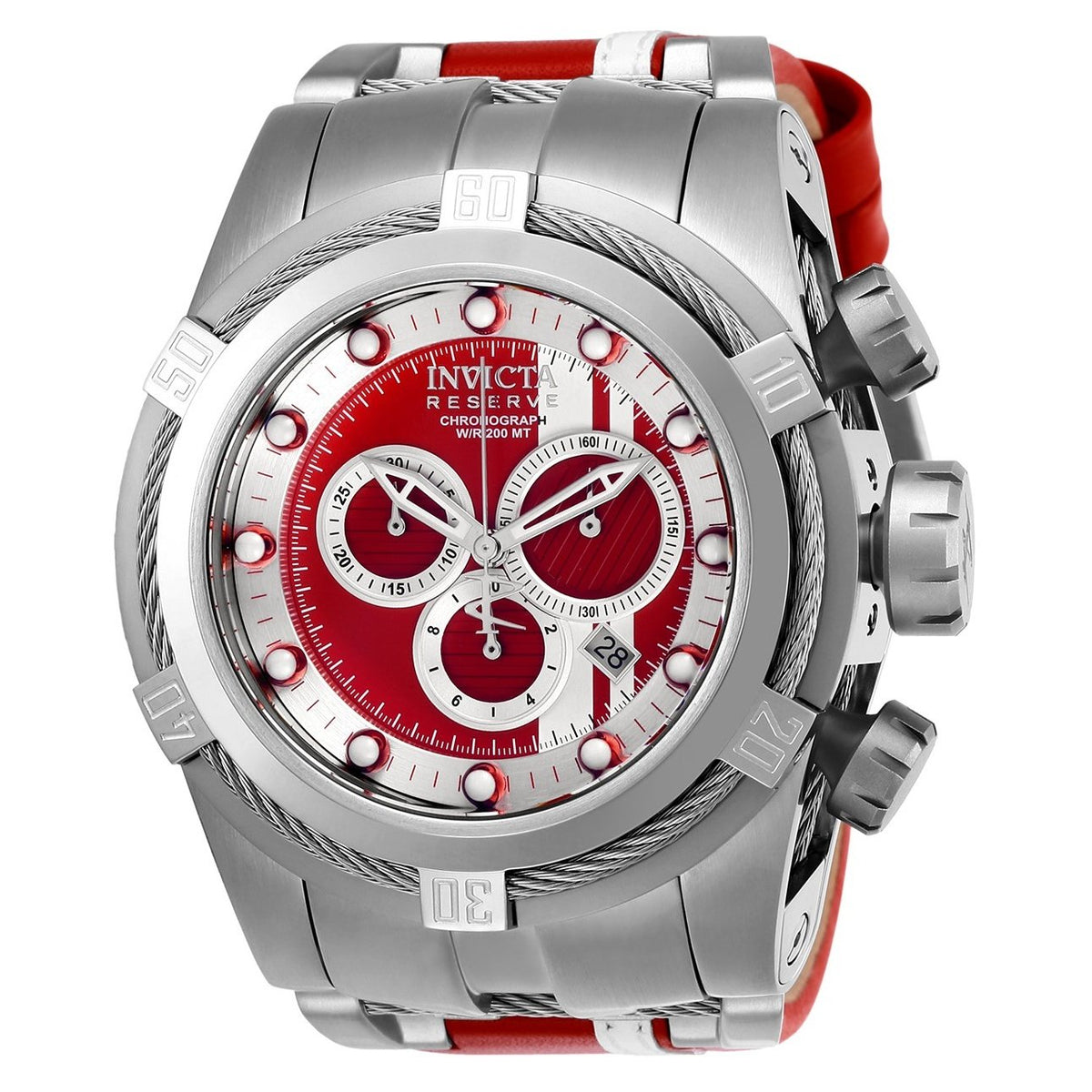 Invicta Men's 26468 Reserve Race Team Black and Silver Leather and Stainless Steel Watch