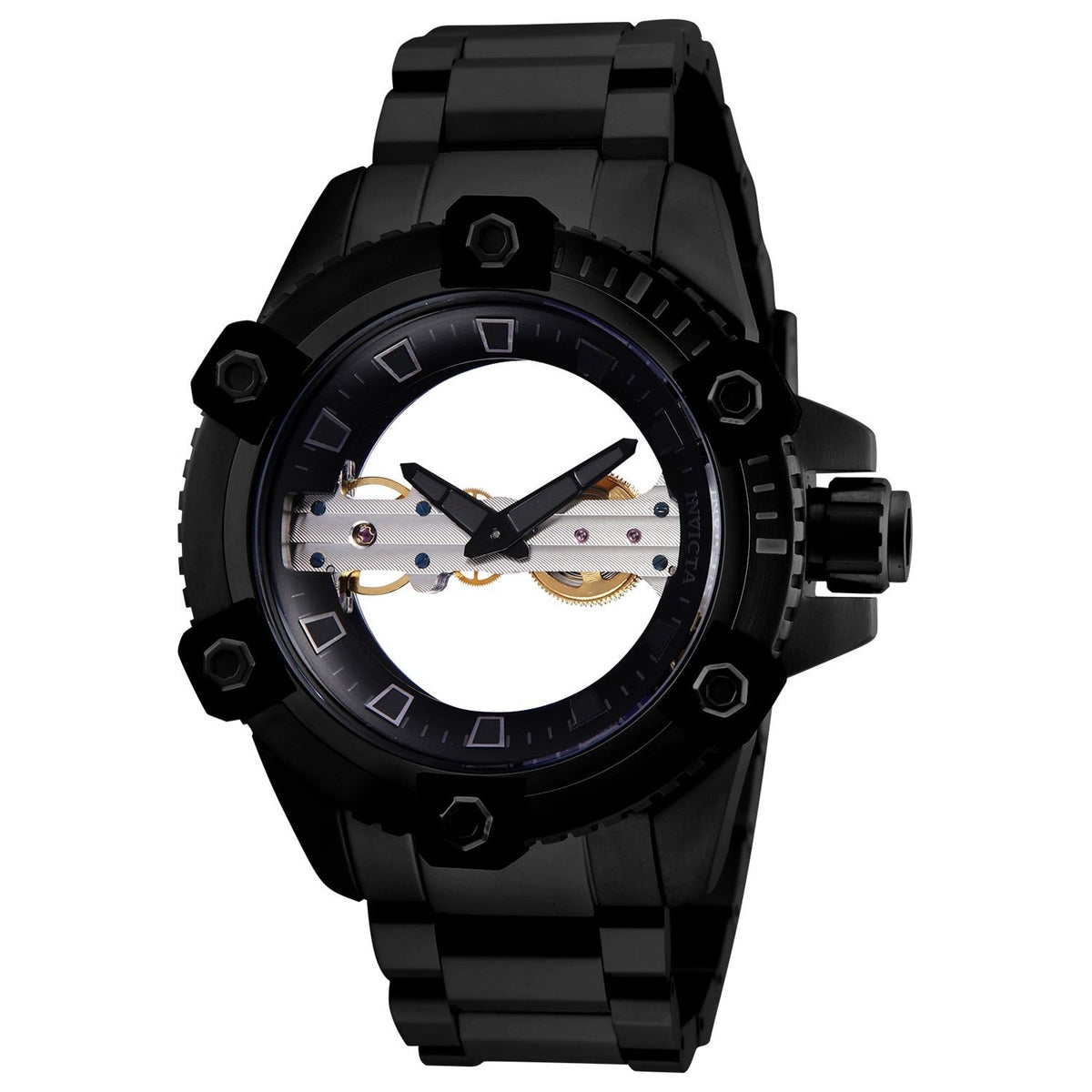 Invicta Men&#39;s 26487 Reserve Reserve Mechanical Black Stainless Steel Watch