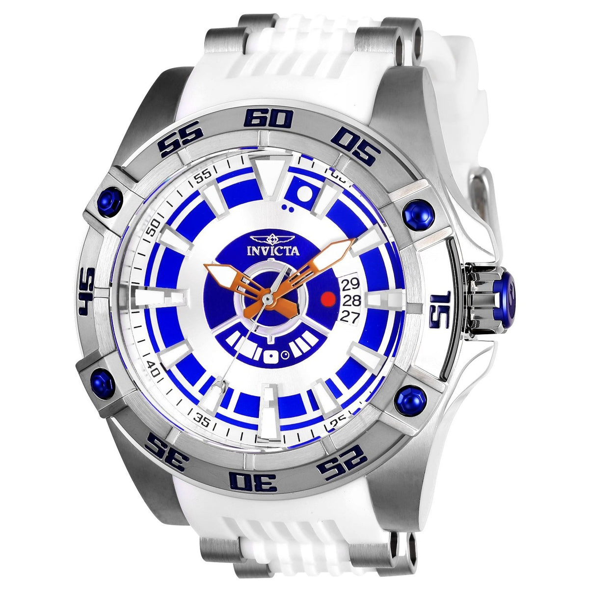 Invicta Men&#39;s 26520 Star Wars R2-D2 Automatic White and SS Ins Polyurethane and Stainless Steel Watch